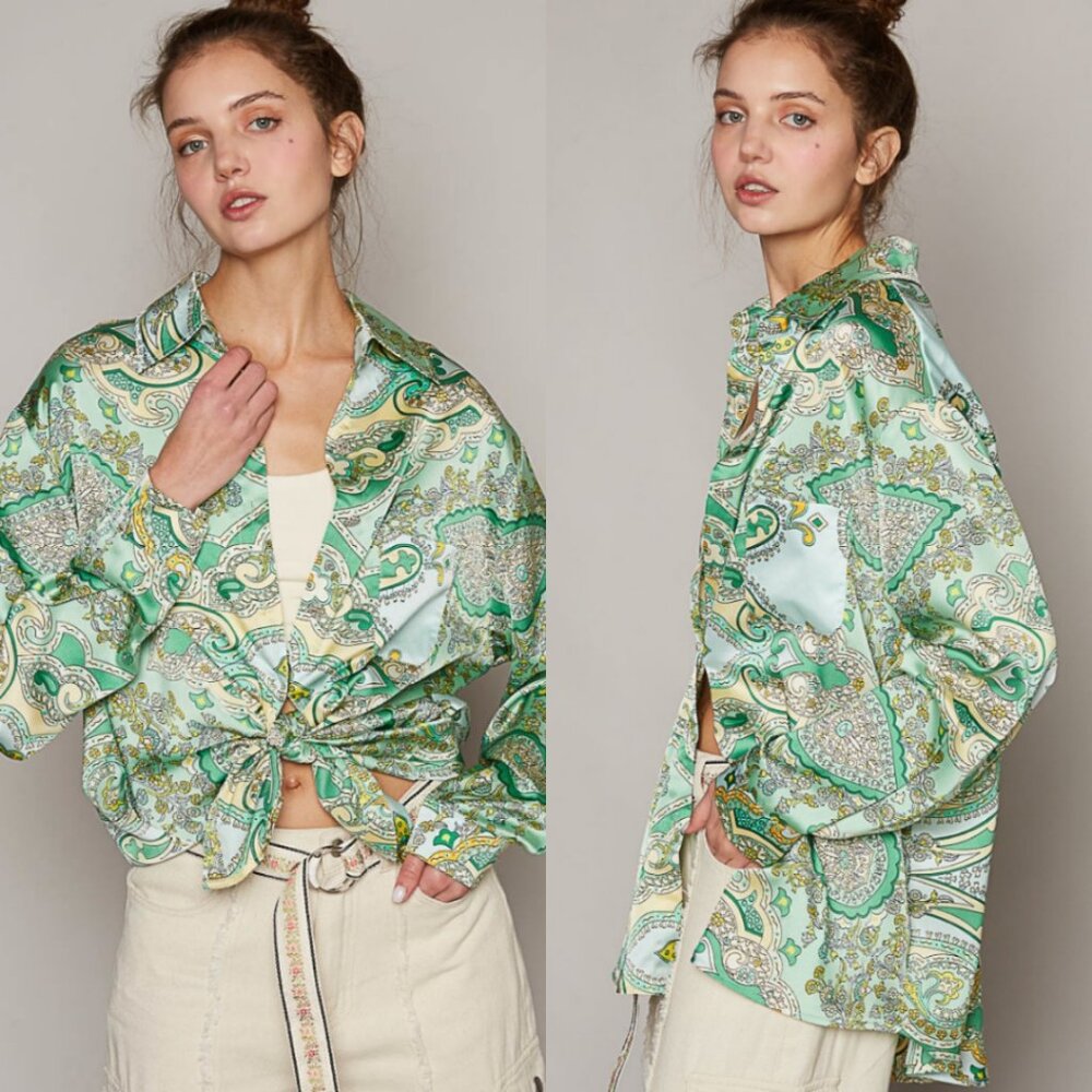 43377 POL Sateen Paisley Shirt - Picture 2 of 5